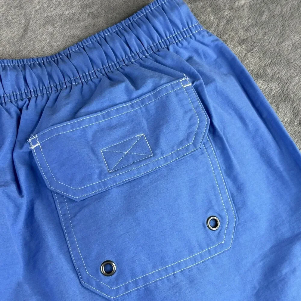 ROUNDTREEE & YORKE Swim Trunk L  Sea Blue Solid Board Shorts Lined‎ Pockets New